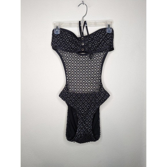 Bisou Bisou Other - Bisou Bisou Black Crochet Cut Out Monokini Swimsuit Size Medium